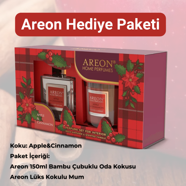 AREON APPLE CINNAMON ODA KOKUSU HEDİYE PAKETİ resmi