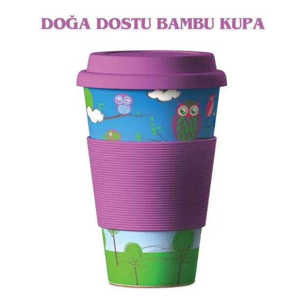 BALEV DOĞA DOSTU OWLS BAMBU KUPA 400 ML resmi