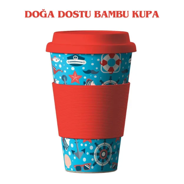 BALEV DOĞA DOSTU NAUTICAL (SEA RED) BAMBU KUPA 400 ML resmi